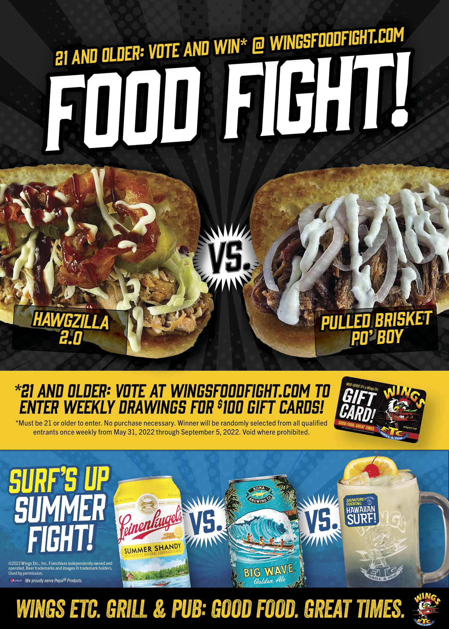 Latest Wings Etc. 'Food Fight' Features New Meaty Sub Menu Options, Refreshing Drinks Wings