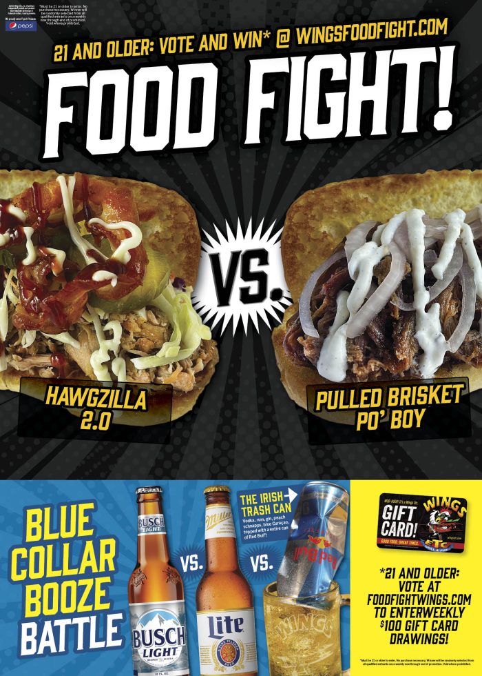 Wings Etc. Names 100 'Food Fight' Weekly Gift Card Winner Wings Etc